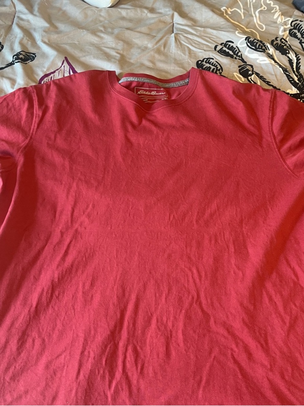 Eddie Bauer Men's Raspberry Red Crewneck Legend Wash Short Sleeve Tee